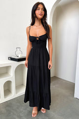 Allie Open Back Maxi Dress - Black