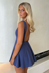 Arora Open Back Mini Dress - Navy