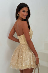 Blaise Strapless Sequin Mini Dress - Champagne