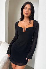 Charisma Long Sleeve Mini Dress - Black