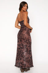 High Voltage Maxi Dress Mahogany Leaffall
