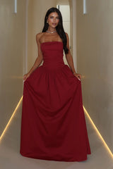 Iridessa Strapless Maxi Dress - Burgundy