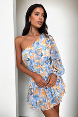 Katina Mini Dress - Yellow/Blue Floral