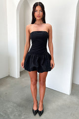 Kloe Bubble Skirt Strapless Mini Dress - Black