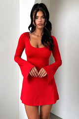 Marcia Long Sleeve Dress - Red