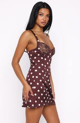 Admire You Mini Dress Choc/Cream Polka Dot