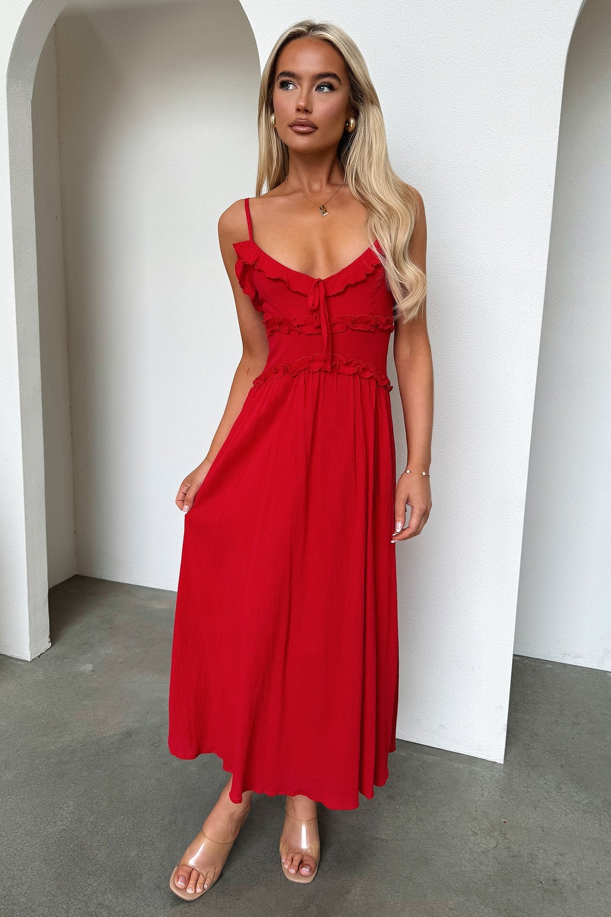Nicola Midi Dress - Red