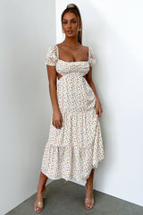 Noelle Midi Dress - Yellow Floral