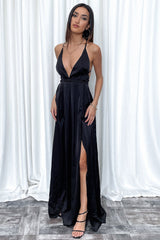 Scarlett Halter Maxi Dress - Black