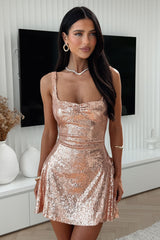 Selena Sequin Mini Dress - Champagne