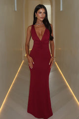Synne V-Neck Maxi Dress - Burgundy
