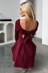 Tabitha Long Sleeve Mini Dress - Burgundy