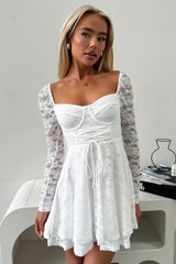 Tate Long Sleeve Lace Dress - White