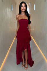 Thalassa Strapless Corset Maxi Dress - Burgundy