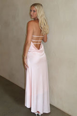 Thora Strapless Satin Maxi Dress - Baby Pink