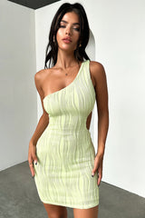 Trami One Shoulder Mini Dress - Green
