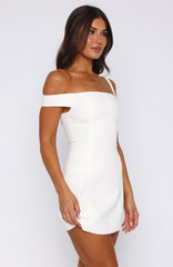 Private Planes Off Shoulder Mini Dress White