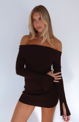 Parental Guidance Knit Mini Dress Chocolate