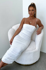 Zena Mesh Full Length Dress - White